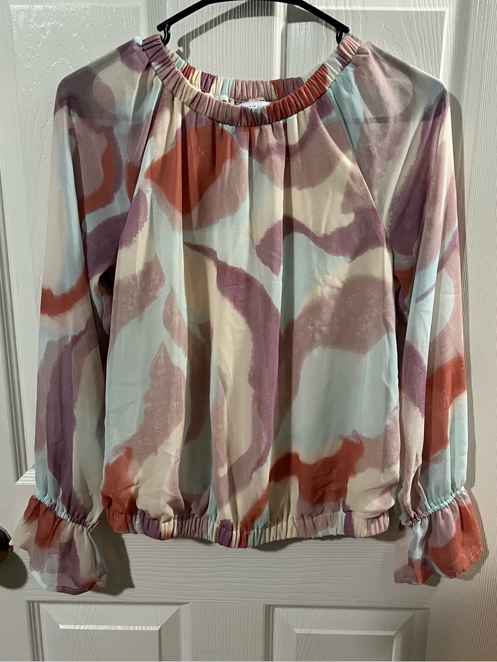 Nine West Women Blouse Top Long Sleeve, elasticized round neckline, waist wrist